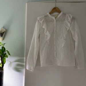 Sezane eyelet blouse 34, size 2-4.